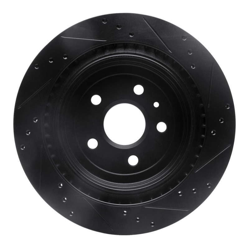 Cadillac CTS Brake Rotor (1) - Rear Left - R1 Concepts - Drilled & Slotted - Black - `08-`14